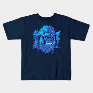 Blue Yeti Sasquatch Bigfoot Face Kids T-Shirt